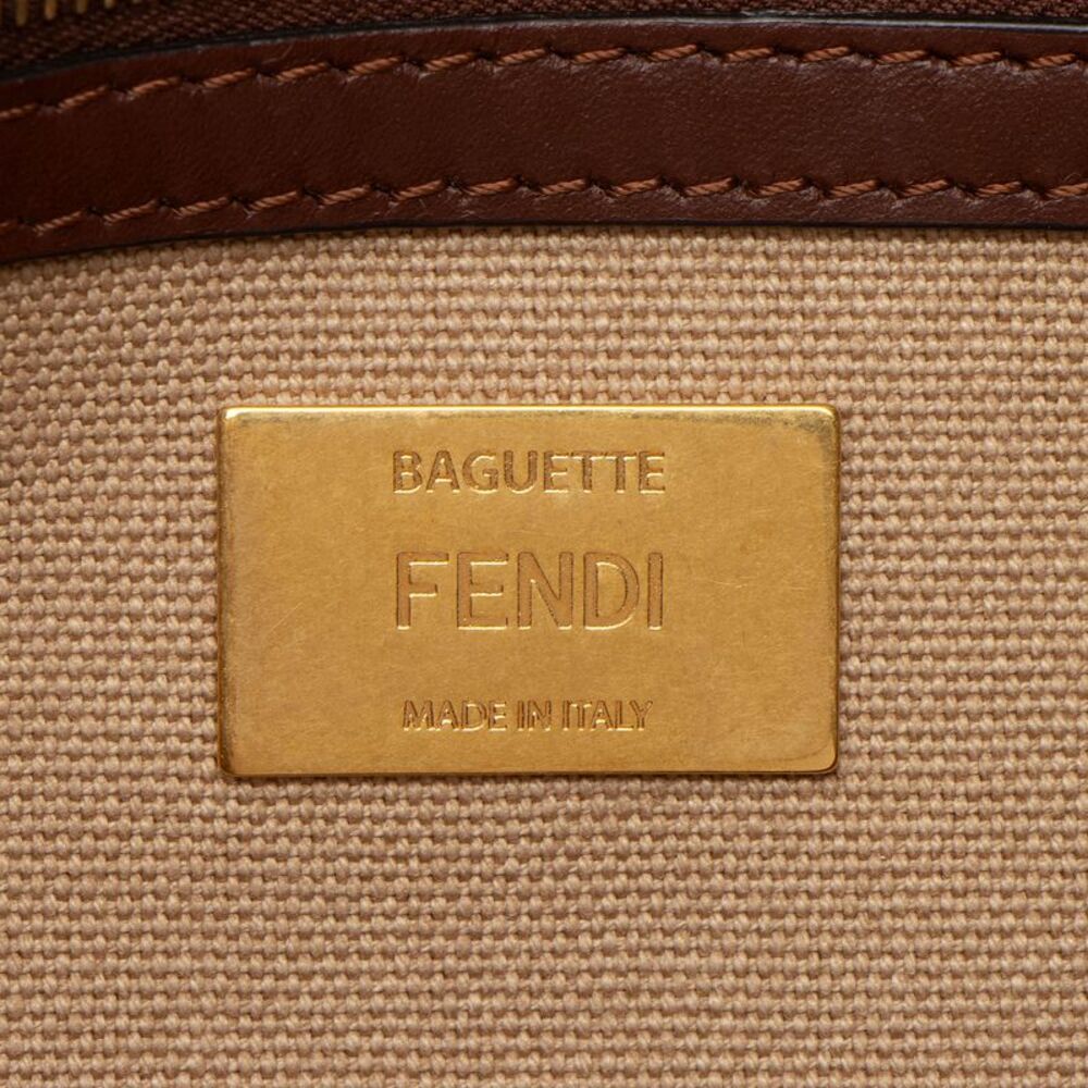 Fendi FF Embroidered Canvas Baguette Shoulder Bag - Picture 8 of 15
